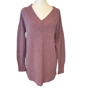 A.N.A. A New Approach Womens Large V-Neck Pullover Knit Sweater Rose Pink Cozy